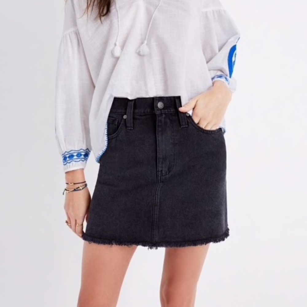Madewell black denim skirt